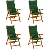 vidaXL - Ligstoelen - voor - Tuin - 4 - st - Naturel - Massief - Acacia - Hout
