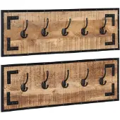 vidaXL Kapstokken 2 st 80x8x25 cm massief ruw mangohout