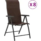vidaXL Opklapbare stoelen, 8 stuks, bruin polyrotan