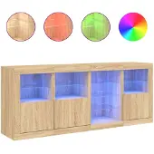 vidaXL Dressoir met LED-verlichting 164x37x67 cm sonoma eikenkleurig