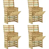 vidaXL Latten tuincomposter 4 pcs Groen 110 x 58 x 113 cm
