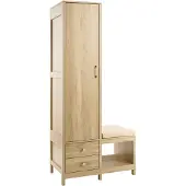 Beliani GRAFTON - Halgarderobe met bankje - Lichtbruin - Vezelplaat