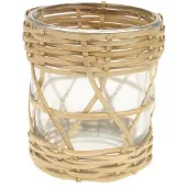 Meander Glas met vlechtwerk rand Ø6,5xH7,5cm