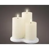 Lumineo Oplaadbare led kaarsen | 7,5 x 10 cm, 12,5 cm, 17 cm | Creme | 3D vlam | 3 stuks |