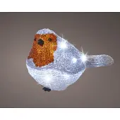 Lumineo LED roodborst acryl buiten op batterij 11x21x14 cm 20L koelwit Kerst