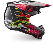 Alpinestars S-M5 Rash Helm Ece 22.06 Donkergrijs Felrood Glanzend Maat XL