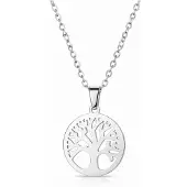 LGT JWLS Zilverkleurige Dames Ketting met Levensboom Hanger