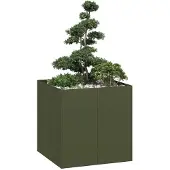 vidaXL Plantenbak 80x80x80 cm staal olijfgroen