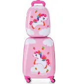 Costway kinderkoffer, eenhoorn, 12"+16", kinderkoffer
