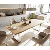 DELIFE Eettafel Edge 260x100x2,5-3 eiken natuur roestvrijstaal smal Live-Edge