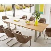 DELIFE Eettafel Edge 260x100x2,5-3 eiken natuur roestvrijstaal breed Live-Edge