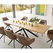 DELIFE Eettafel Edge 260x100x2,5-3 eiken natuur kruisframe rechthoek zwart Live-Edge