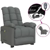 vidaXL Massagestoel elektrisch stof donkergrijs