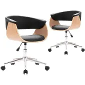 vidaXL Eetkamerstoelen draaibaar 2 st kunstleer zwart