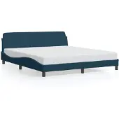 vidaXL Bedframe met hoofdeinde "Dover", blauw, 180x200 cm, fluweel