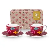 Pip studio Koffiekop Home Cups and Saucers Blooming Tales Fantasy Dark Red (Set van 2)