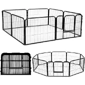 Springos Omheining voor kleine dieren - - Opvouwbaar - 8 panelen - 165x165 cm - Hoogte 60 cm