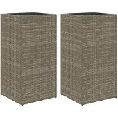 vidaXL Plantenbakken 2 st 40x40x80 cm poly rattan grijs