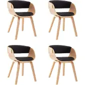 vidaXL Eetkamerstoelen 4 st gebogen hout en kunstleer zwart