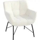 HOMCOM loungestoel voor de woonkamer, fauteuil met een uitstraling van Sherpa-vacht, crèmekleurig