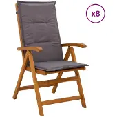 vidaXL Ligstoelen voor Tuin 8 st Naturel Massief Acacia Hout