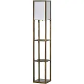 HOMCOM Vloerlamp met planken, woonkamer, staande lamp, E27, tot 40W, rustieke bruine kleur