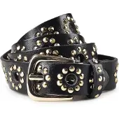 B.belt Studded belt Leder 100 cm zwart