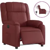 vidaXL Fauteuil verstelbaar elektrisch kunstleer wijnrood
