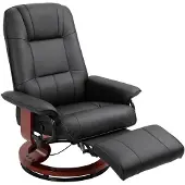 HOMCOM Relaxfauteuil met ligfunctie vegan leer zwart 78 x 87 x 100cm