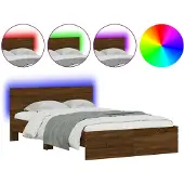 vidaXL Bedframe met hoofdeinde en LED bruin eikenkleur 140x190 cm