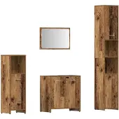 vidaXL 4-delige Badkamermeubelset bewerkt hout oud houtkleurig