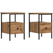 vidaXL Nachtkastjes 2 st 34x36x50cm bewerkt hout artisanaal eikenkleur