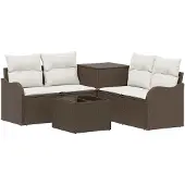 vidaXL Bankstel 6 st Bruin en Crème Wit 55 x 55 x 37 cm