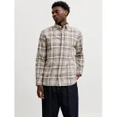 Jack & Jones Overhemd 'JPRBluharvey' bruin / taupe / wit