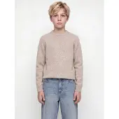 Jack & Jones JUNIOR gebreide trui met wol - beige Jongens Polyester Ronde hals - maat 140