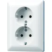 JUNG JG Schuko dubbele stekkerdoos, model AS5020UWW, kleur alpinweiß