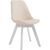 CLP stoel Manado, bekleding van kunstleer met zitkussen en houten poten. Frame in crème kleur, frame in witte kleur
