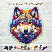 Wooden City Houten Puzzel Regenboog Wolf 150 stukjes - Unieke figuren