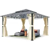 TOOLPORT Tuinpaviljoen 4x4m, Hardtop, 4 zijwanden, crème