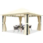 TOOLPORT Tuinpaviljoen 4x4m, 4 zijwanden, crème