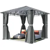 TOOLPORT Tuinpaviljoen 3x3m, Hardtop, 4 zijwanden, mid grey