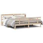 vidaXL Bedframe met hoofdbord massief grenenhout 200x200 cm