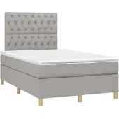 vidaXL Boxspring met matras stof lichtgrijs 120x190 cm