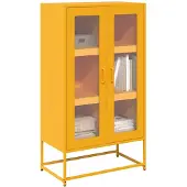 vidaXL Hoge kast, mosterdgeel, 68x39x123 cm, staal