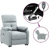 vidaXL Fauteuil elektrisch verstelbaar stof lichtgrijs