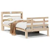 vidaXL Bedframe met hoofdbord massief grenenhout 100x200 cm