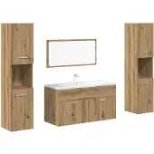 vidaXL 4-delige Badkamermeubelset bewerkt hout artisanaal eikenkleur