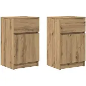 vidaXL Nachtkastjes 2 st 39x35x65cm bewerkt hout artisanaal eikenkleur