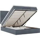 vidaXL Ottoman bed met matrassen 140x200cm fluweel donkergrijs