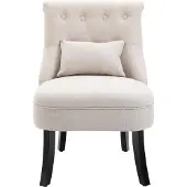 HOMCOM -Sessel-Leinen, Schaumstoff, Kautschukholz-B52,5 x T69 x H77 cm-Cremeweiß